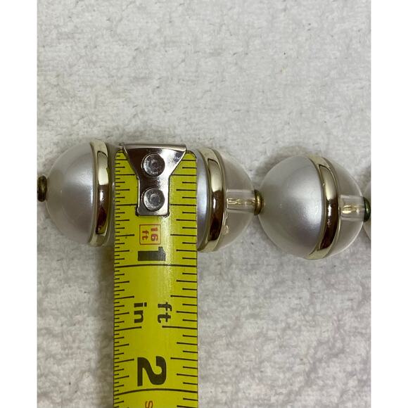 Coldwater Creek Large Bead Necklace Lucite and Faux Pearl 20' to 23" Gold Tone - Picture 7 of 8